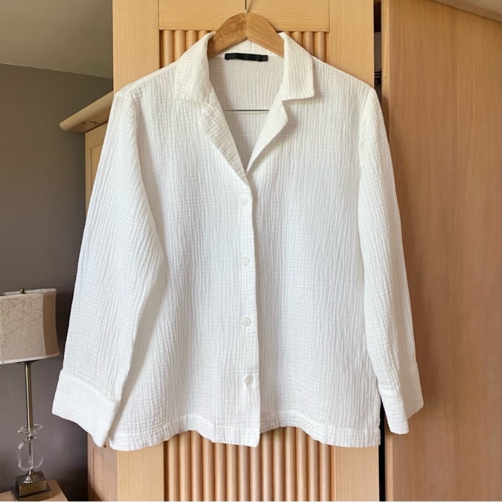 Jenni Kayne Playa Pajama Top white cotton gauze